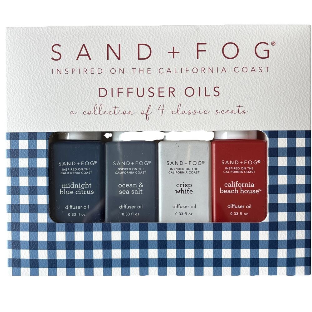 Sand + Fog Fragrance Diffuser Oil 4 pk Midnight Blue Citrus Ocean Sea Salt Beach
